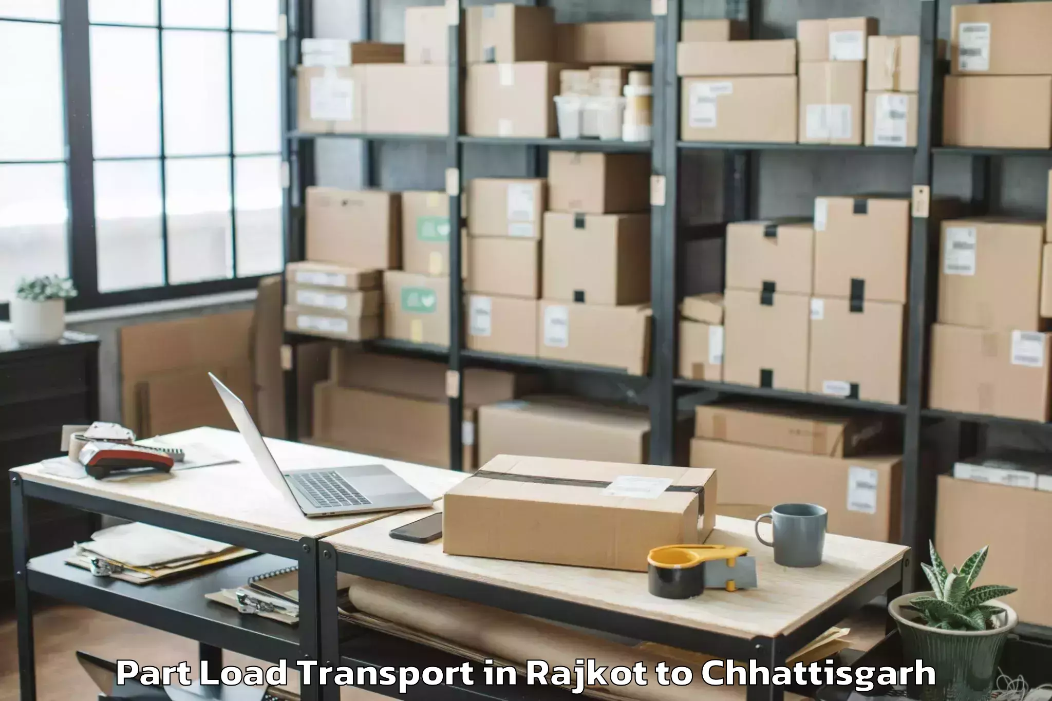 Professional Rajkot to Icfai University Raipur Durg Part Load Transport